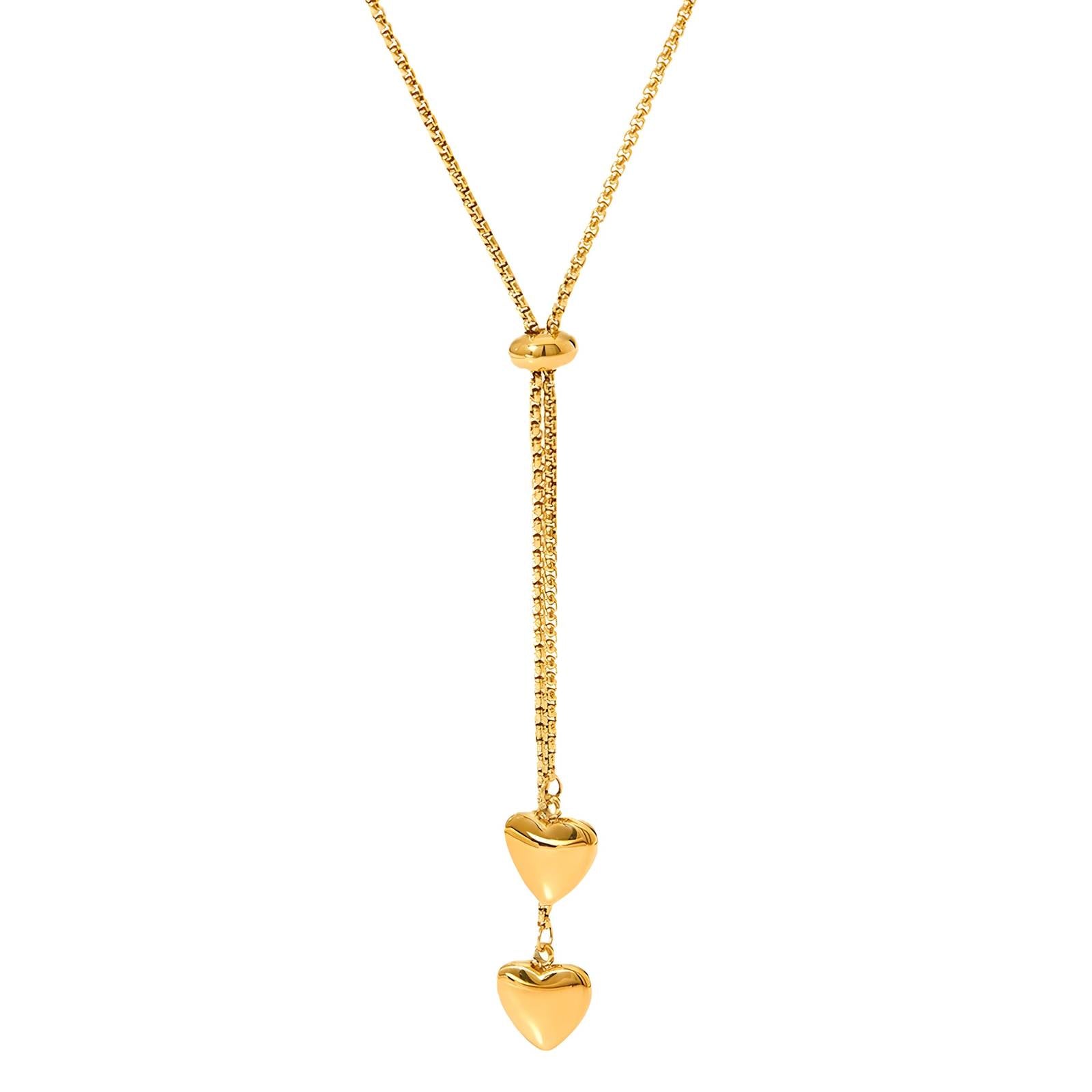 Collana "Cuoricini", Acciaio placcato in oro 18K