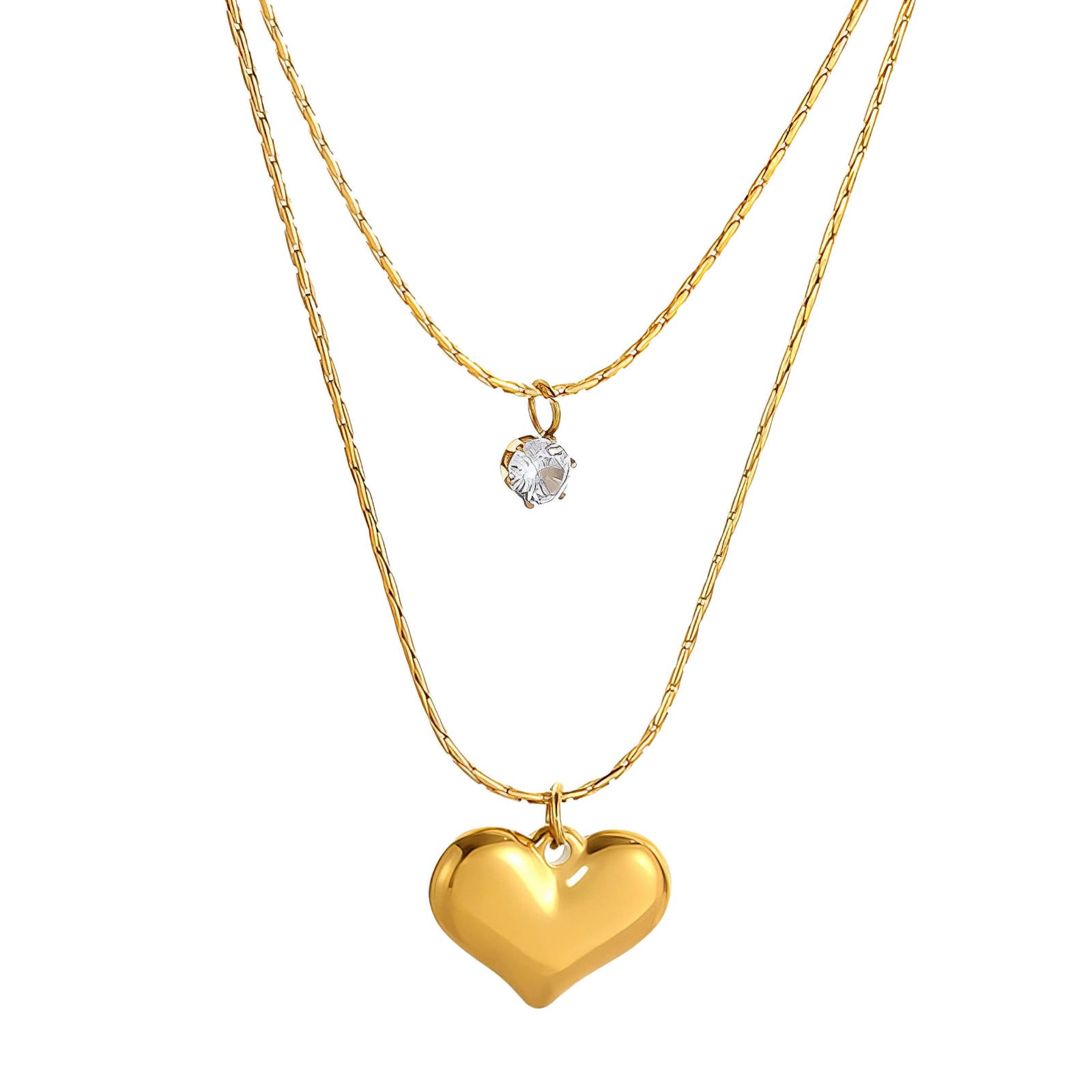 Collana "Cuoricini", Acciaio placcato in oro 18K