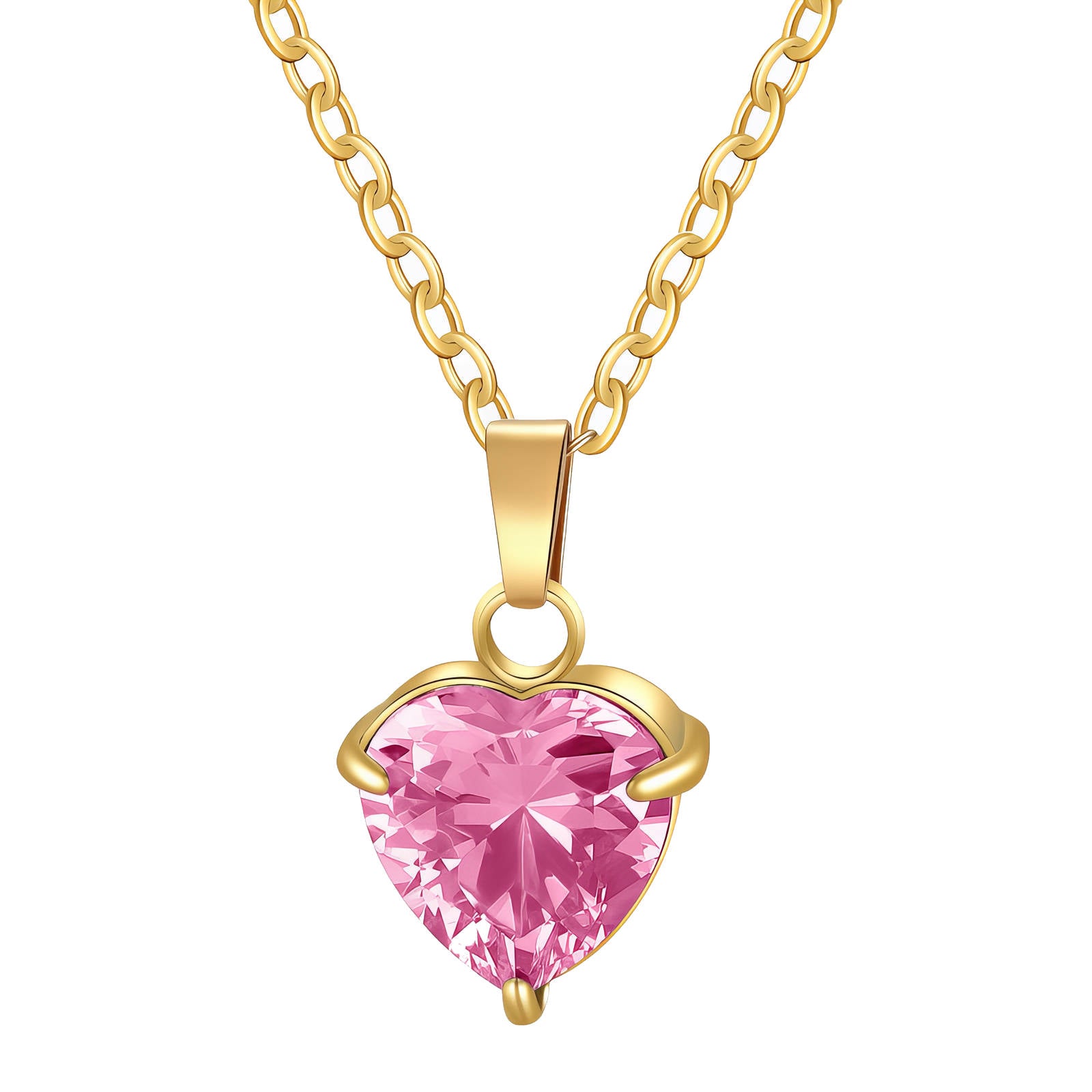 Heart Necklace, 18K Gold Plated Steel