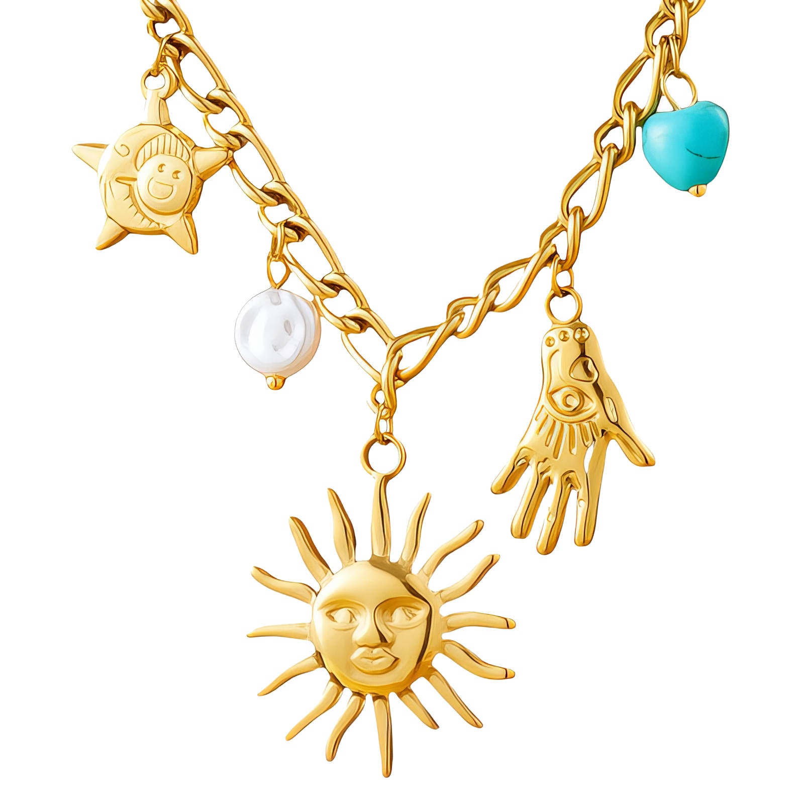 COLLANA "SOLE", ACCIAIO PLACCATO IN ORO 18K