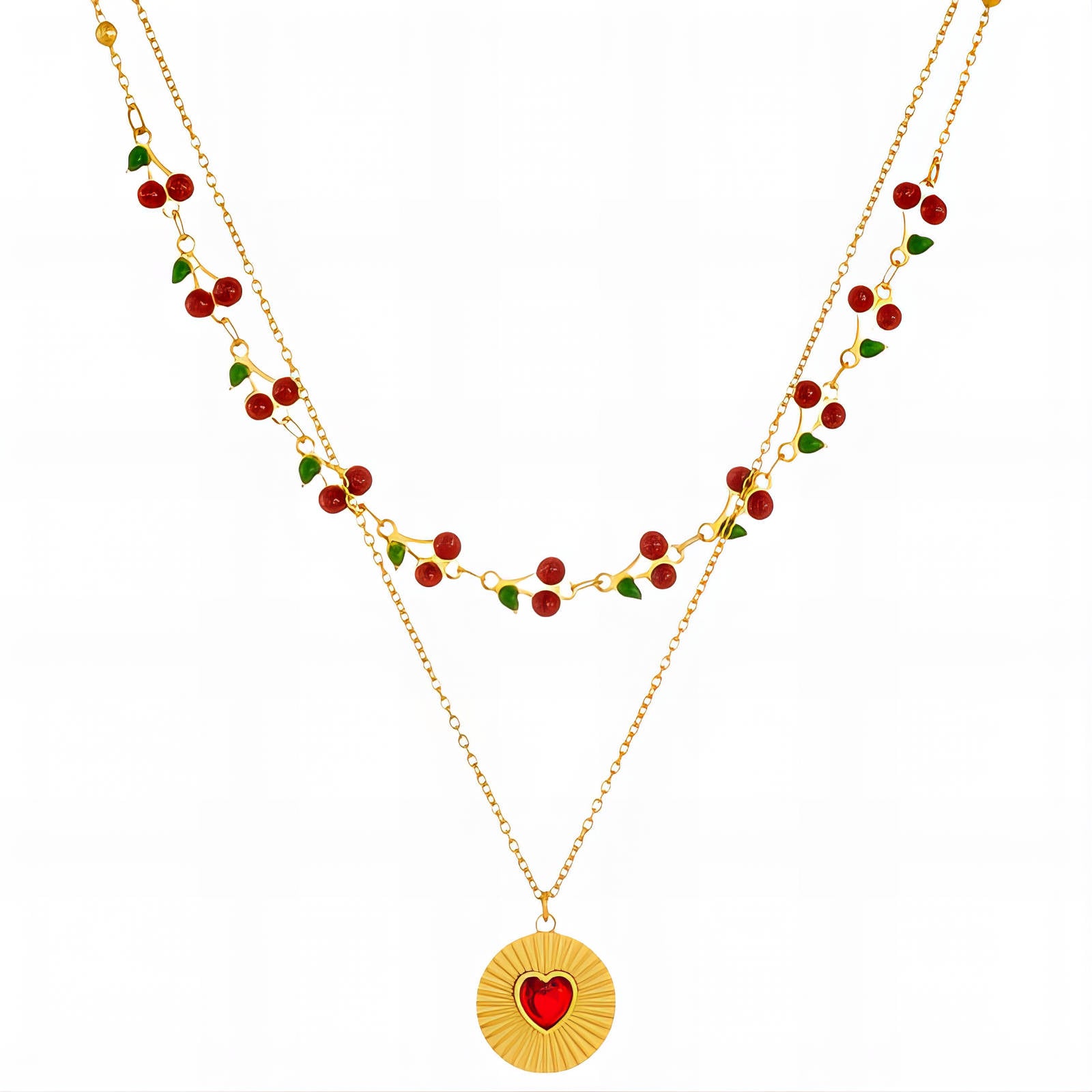 Collana "Cuore", Acciaio placcato in oro 18K