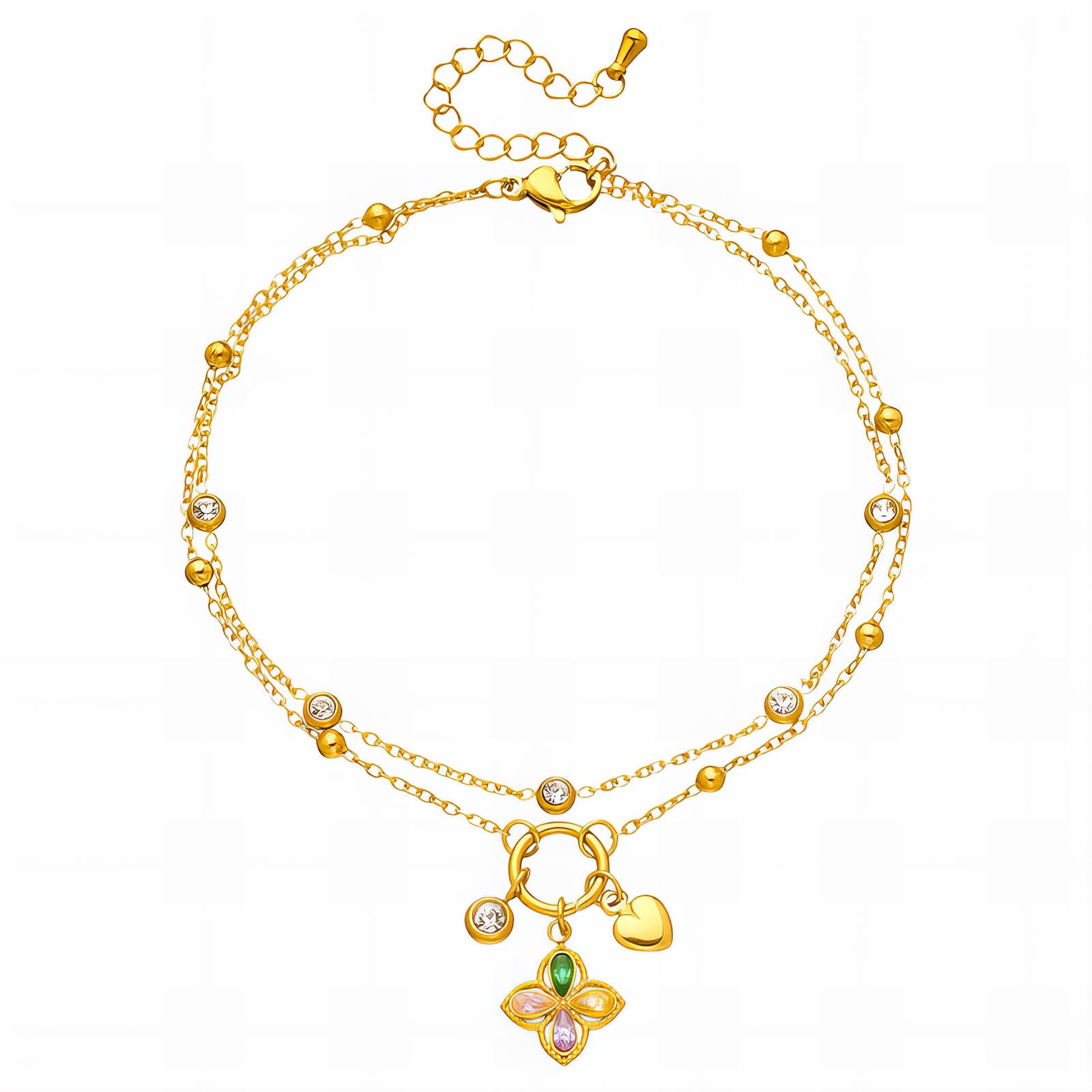 Cavigliera "Fiore", Acciaio placcato in oro 18K